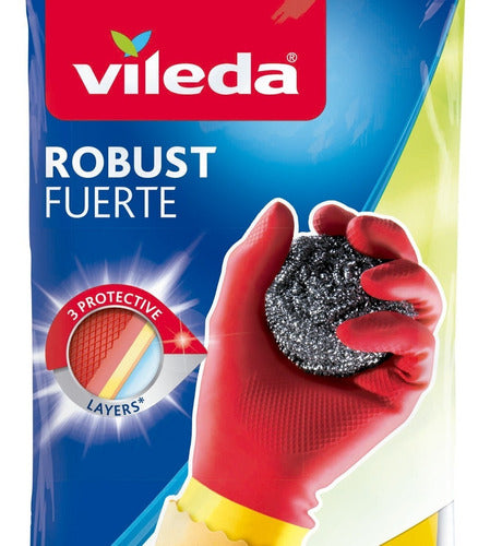Vileda Strong Cleaning Gloves 3 Layers High Resistance Latex Gloves 6