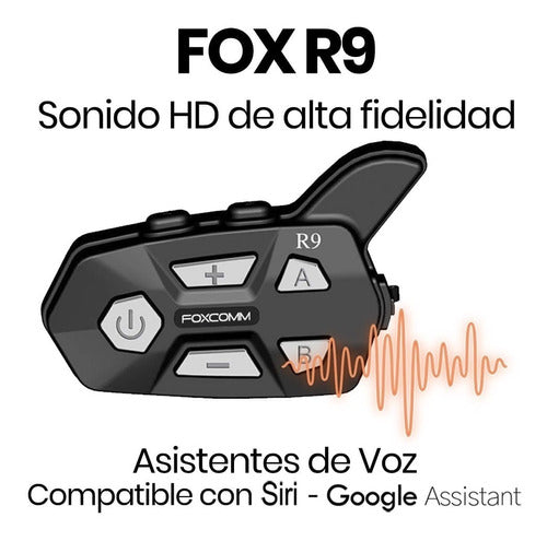 FoxComm Intercomunicador Bluetooth P/moto Fox R9 (Multi Grupo) 6pers 1