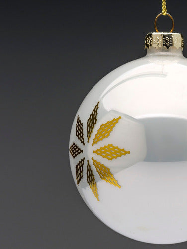 White Christmas Ornament with Golden Snowflake Detail 2