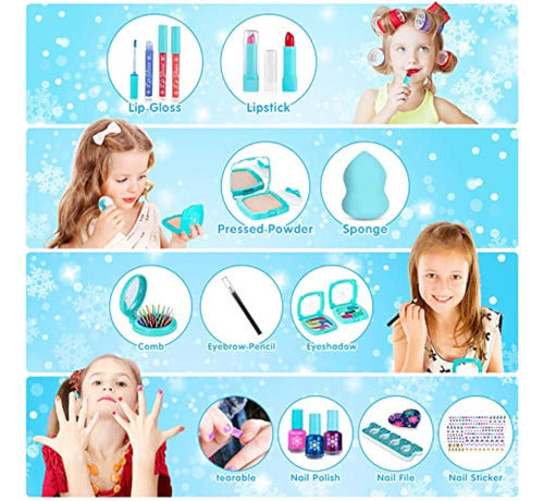 3 Years and Up Real Makeup Kit for Little Girls: With Dreamy Blue Bag 2