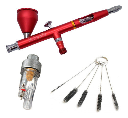 Gravity Feed 0.3mm Airbrush with Cup and Filter Set Plus Cleaning Brushes 0