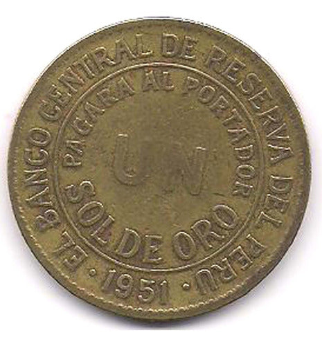 Moneda Peru Un Sol De Oro 1951 B5 1