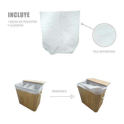 Foldable Bamboo Laundry Basket Reinforced Lightweight 6