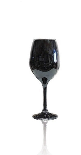 Nadir Set of 6 Black Glass Wine Goblets 490 ml 0