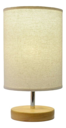 SeHizo la Luz Modern Fabric Shade Wooden Base Nightstand Lamp - Verona 0