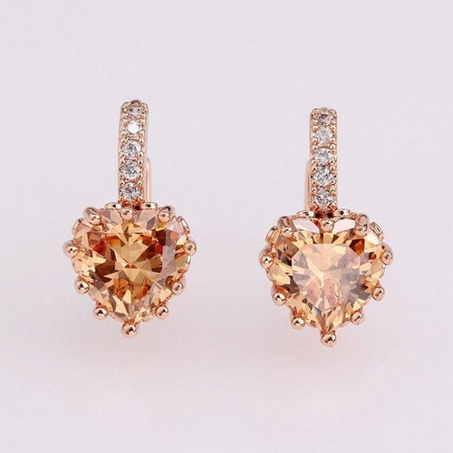 Generic Heart-Shaped Earrings Plated in 18K Rose Gold 0