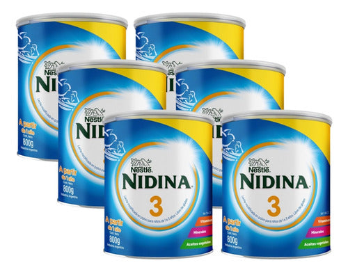 Nidina 6-Pack Powdered Formula Stage 3 +12m Can 800g 0