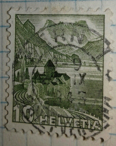 Sello Suizo Helvetia 10  Año 1943 1