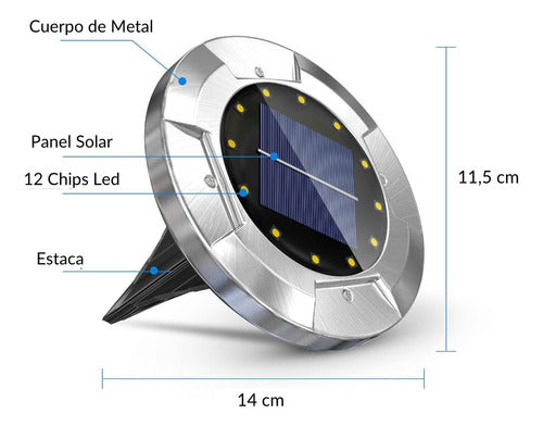 Soled Estacas Led Solar Pack X 2 Unidades Luz Calida 12 Led 1