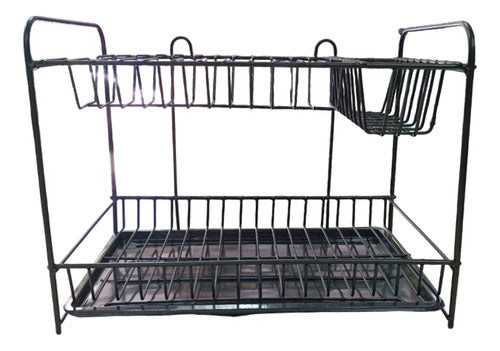 Hanging Dish Drainer for 12 Plates Coated with Cutlery Holder 1
