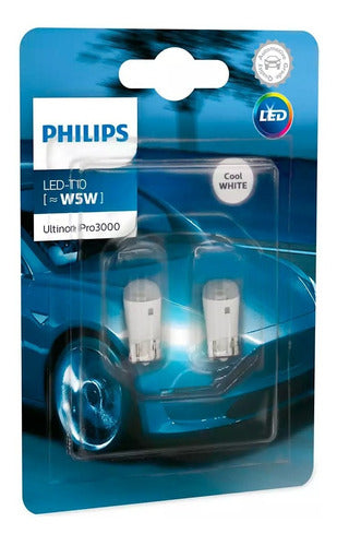 Kit 2 Philips Ultinon Pro 3000 LED T10 Position Lamp 12V 6000K 0