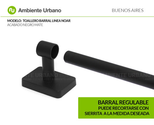 Ambiente Urbano Barral Toallero Negro Mate 63cm Puede Recortarse A Medida 4