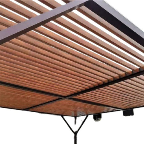 Pérgola Alero Techo Hierro Madera Sombra Exterior Herreríaar 0