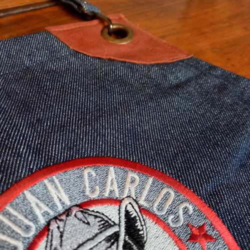 Custom Similar Delantal Jean Cuero Natural Bolsillo Mosquetón Personalizado 3