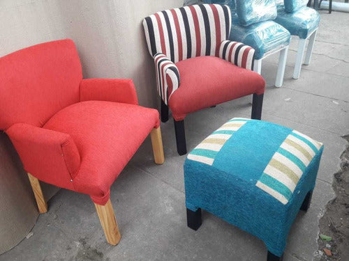 Set of Two Matera Chairs with Armrest + One Small Stool 2