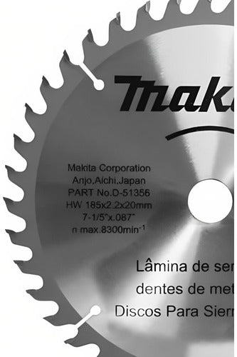 Disco Para Sierra Circular Makita D-51356 185mm X 20mm 3