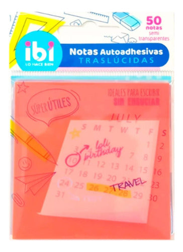 IBI Translucent Sticky Notes 50 Sheets 76x76 Mm 0