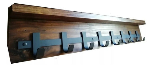 Rustic Wall Coat Rack 110cm with 10 Hooks 0