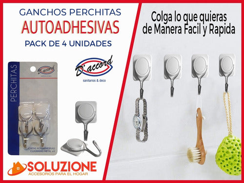 Perchitas Autoadhesivas Cuadradas Metal X 4 Unid Daccord 1