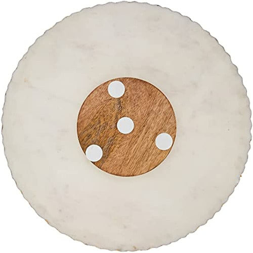 Mud Pie 41140011 Marble Lazy Susan White, 16  Dia 1