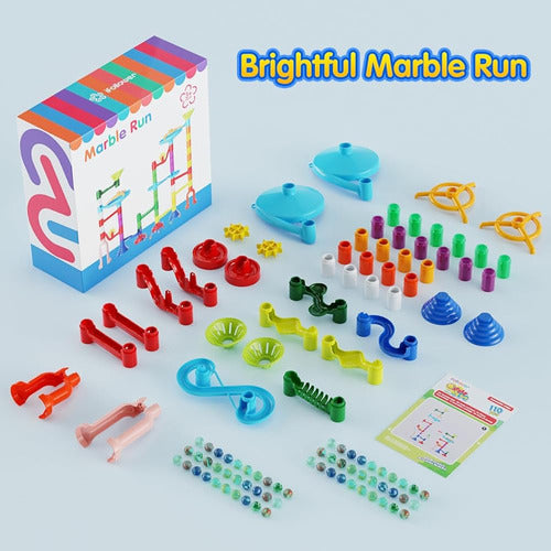 MaxTronic Marble Race Toy, 110 Piece Marble Maze Kit 1