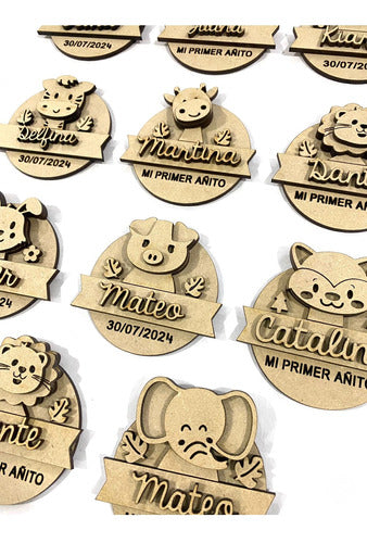 Baires Corte Laser Souvenirs Animales Del Bosque Detalles 3D 7cm X 10 Unidades 2