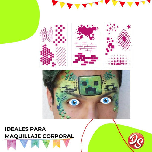 Matezz - Deco Stencils Stencil Maquillaje Artistico Tatto Corporal X 14 Plantillas 7