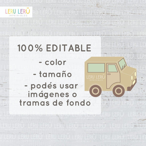 Leru Leru Imprimibles Kit Imprimible Molde Caja Camion Safari (Editable) 1