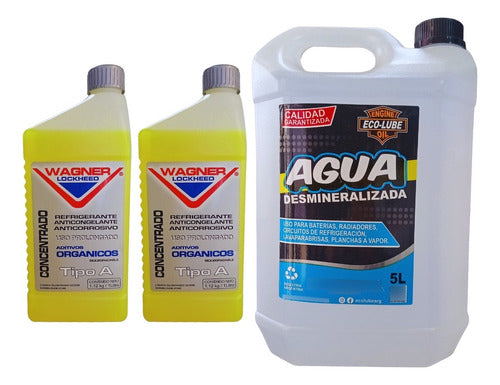 Wagner Lockheed Antifreeze Coolant Kit 2L + Eco-Lube Demineralized Water 5L 0