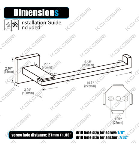 Toallero De Pared De Acero Niquel Cepillado 27cm 1