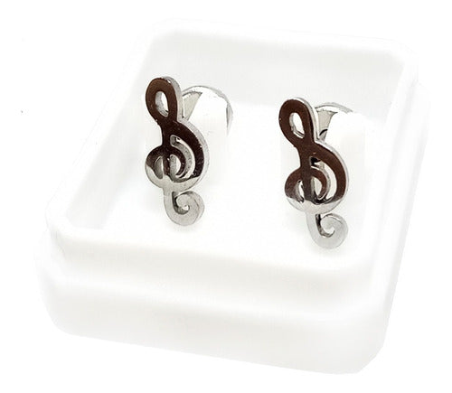 MEKYRA Surgical Steel Open Circle Earrings Music Note 1