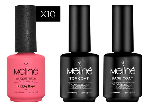 Meliné Combo 10 Semipermanent Nail Polishes + Base + Top Meliné 0