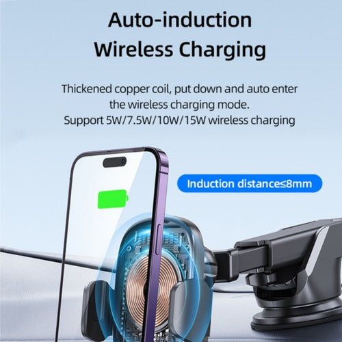 Usams Wireless Charger Holder for Car with Suction Cup and Lights 1