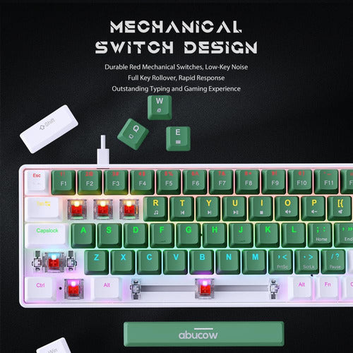 Abucow Teclado Mecánico Para Juegos De 68 Teclas Con Retroil 1