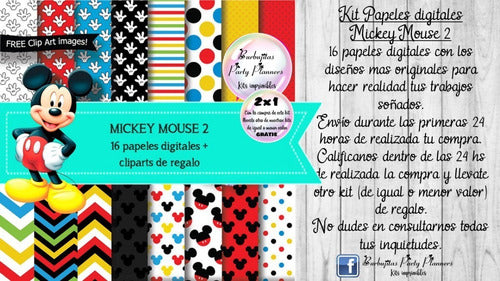 Papeles Fondos Digitales Mickey Mouse 2 Kit Imprimible 1