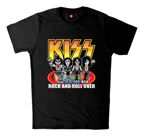 El Plasma Remeras KISS Caricature Rock N Roll Printed T-Shirt 1