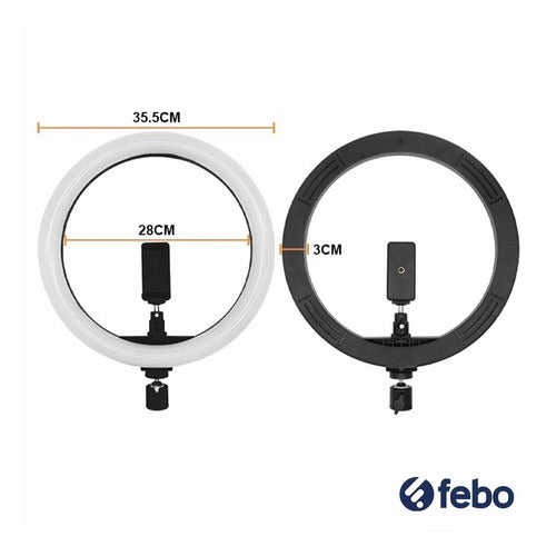 FEBO LED Ring Light 36cm + 3 Mobile Phone Holders 40 Watt 2