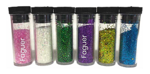 Set X 6 Gibre Glitter Para Deco Uñas Hermosos Colores 0