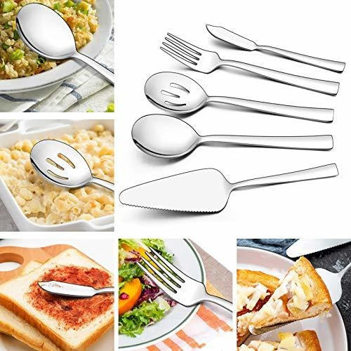 Lianyu - 45-Piece Square Cutlery Set with Serving Utensils 2