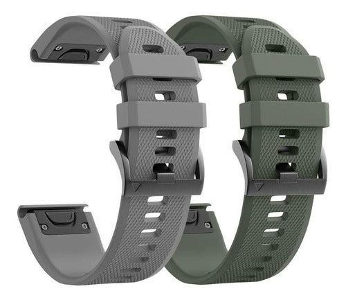 Ancool Compatible with Fenix 5X Band 26mm Width Easy Fit Soft Silicone Watch Bands Replacement for Fenix 6X/Fenix 6X Pro/Fenix 5X Plus/Fenix 3 Smartwatches (Olive Green, Grey) 0
