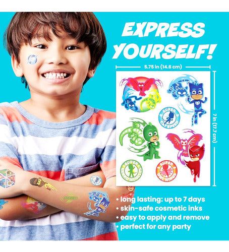 PJ Masks Large Long-Lasting Temporary Tattoos for Kids 2