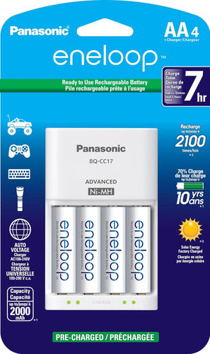 Cargador Com Pilas Recargables Panasonic Eneloop Doble A X4 0