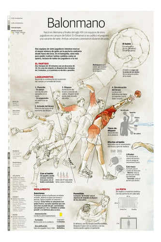 Deportes - Balonmano - Handball - Lámina 45x30 Cm 0