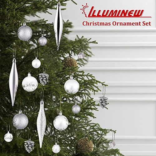 Christmas Ornaments Set, 50pcs Silver Assorted 4