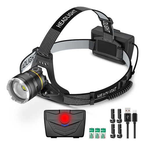 Sogdeco Rechargeable LED Headlamp, 16 Hours Battery Life 90000lm 0