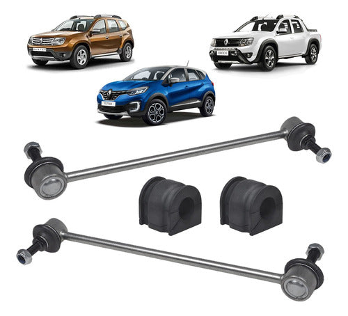 Kit of 2 Stabilizer Linkages + Stabilizer Bushings for Renault Duster Oroch Captur 0