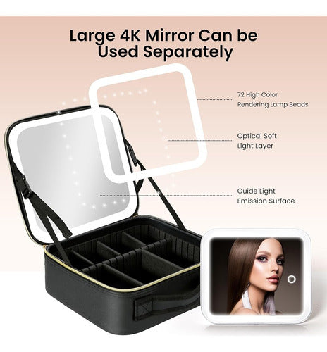 Lilibebe Travel Makeup Bag with Detachable LED Mirror - Adjustable Brightness Scenarios 4