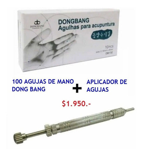 Aplicador De Agujas + 100 Agujas 0.18x8 Mm Para Acupuntura 2