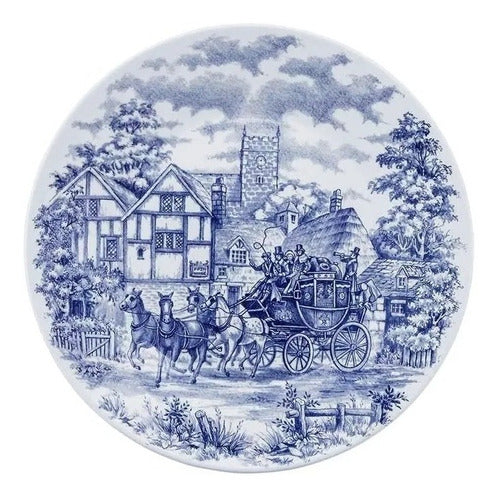 Set of 6 Traditional Antique Blue English Dinner Plates - 26 cm 2