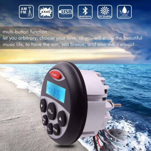 Marino Waterproof Boat Audio Stereo FM Radio Bluetooth 1